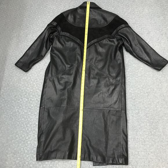 Winlit Genuine Leather Duster Coat Womens Medium Black Western Suede Yoke - Picture 13 of 16